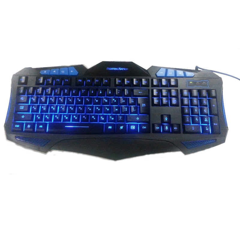 Russian Backlit Illuminate Gaming Keyboard Fighting Nation Russia Layout Letter Computer Wired USB LED Backlight Game Gamer