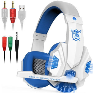 Stereo Surround Sound Over-Ear Gaming Headphones with Mic Noise Cancelling LED Lights