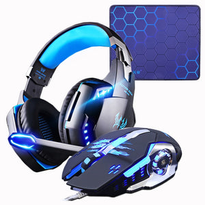 Wired Gaming Mouse 4000DPI +Bass Stereo Gamer Headphone+Gaming Mouse Pad