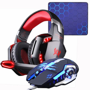 Wired Gaming Mouse 4000DPI +Bass Stereo Gamer Headphone+Gaming Mouse Pad