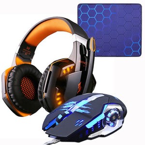 Wired Gaming Mouse 4000DPI +Bass Stereo Gamer Headphone+Gaming Mouse Pad