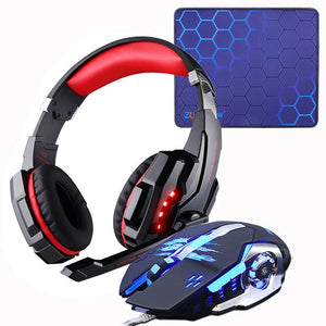 Wired Gaming Mouse 4000DPI +Bass Stereo Gamer Headphone+Gaming Mouse Pad