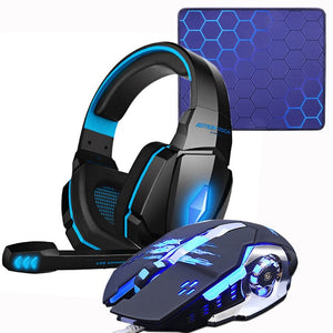 Wired Gaming Mouse 4000DPI +Bass Stereo Gamer Headphone+Gaming Mouse Pad