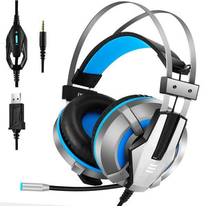Gaming Headset with Mic LED Light Bass Surround