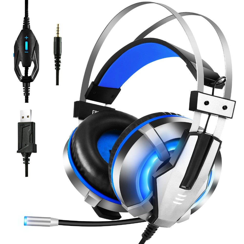 Gaming Headset with Mic LED Light Bass Surround