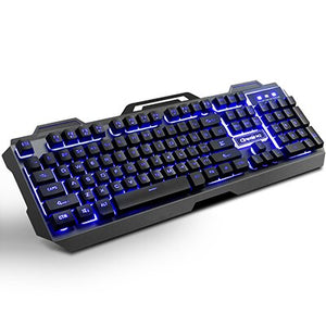 Gaming Keyboard Metal Panel Wired USB LED Backlight